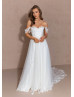 Ivory Lace Tulle Structured Wedding Dress With Detachable Straps